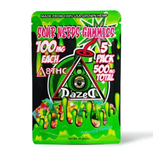 DazeD8 Sour Nerds Delta 8 Gummies – 5pc (100mg)